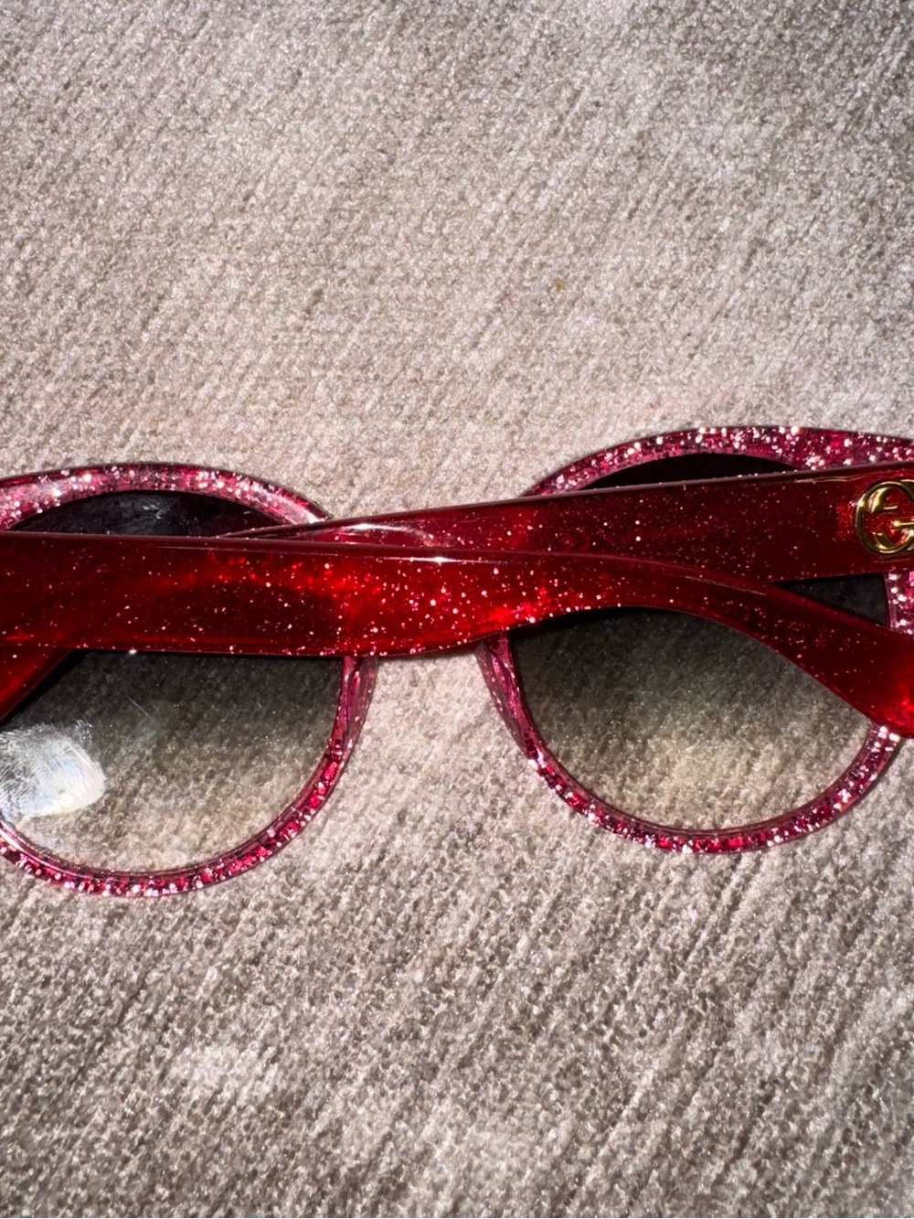 Gucci Pink Glitter Shield Sunglasses with Gold Logos - Picture 2 of 4